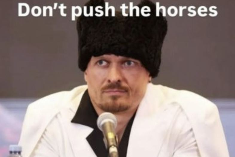 мем з Олександром Усиком і написом Don’t push the horses